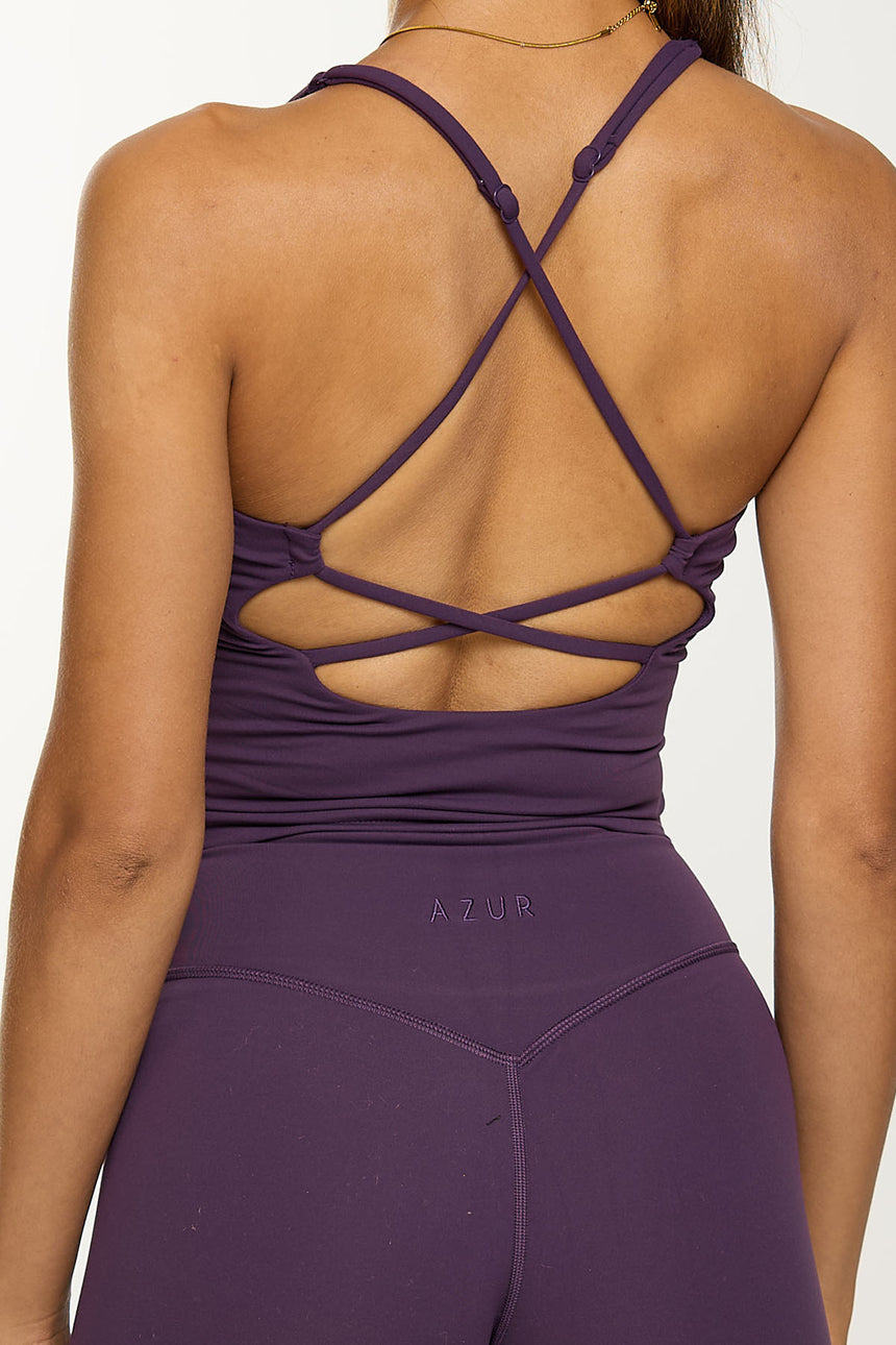 CLASSIC FIT HALTER TANK - BLACK PLUM